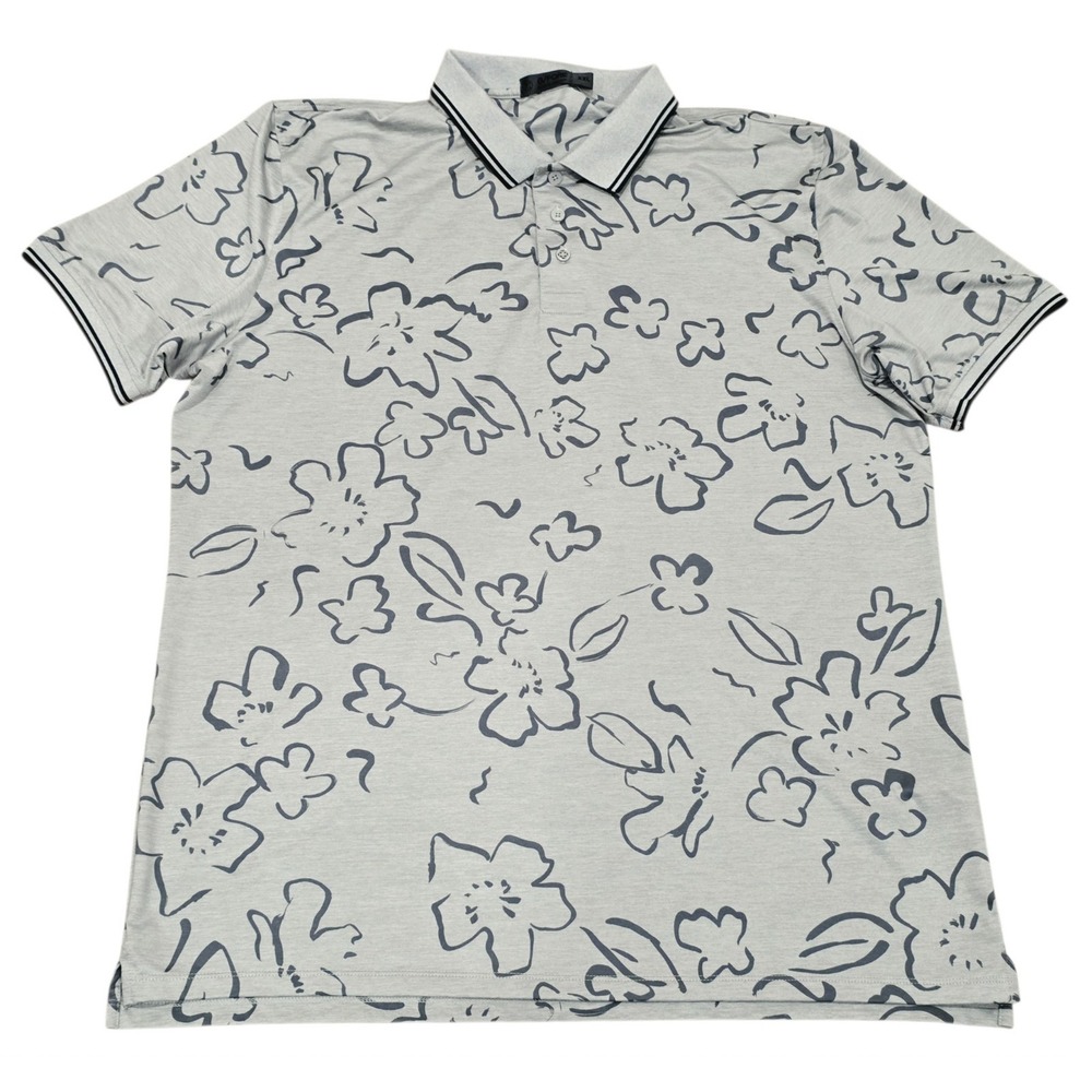 G/FORE Golf Polo Shirt Men's XXL Gray Floral Performance Stretch G Fore